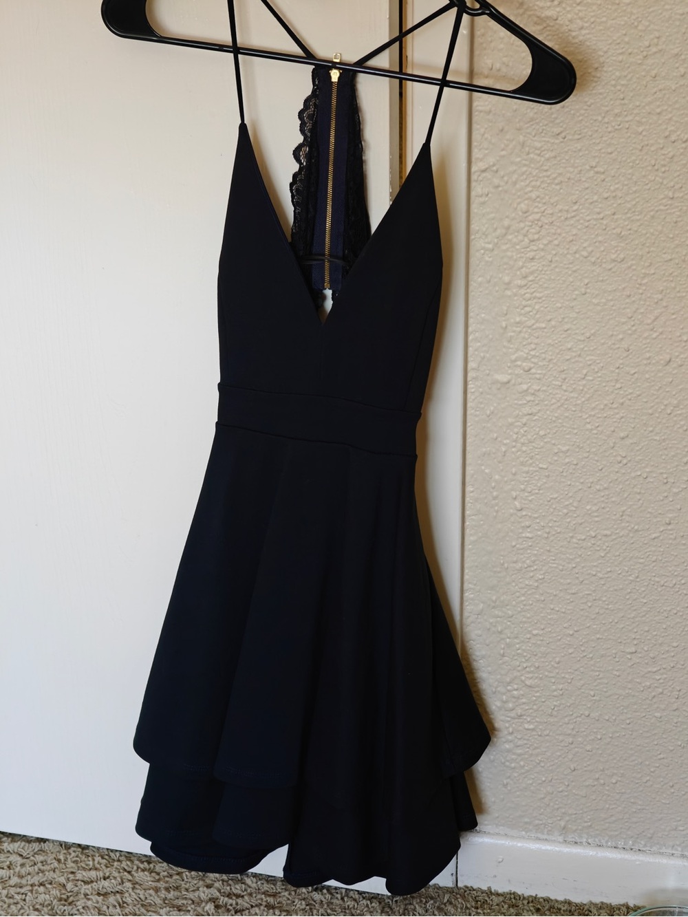 Windsor Navy Lace-Back Fit & Flare Dress